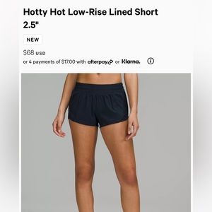Lululemon Hotty Hot Low Rise Short